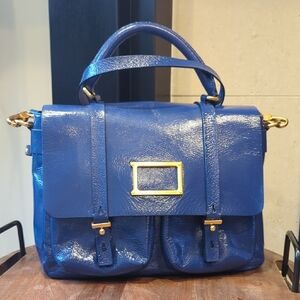 Marc By Marc Jacobs Patent Leather Blue Werdie Satchel Bag